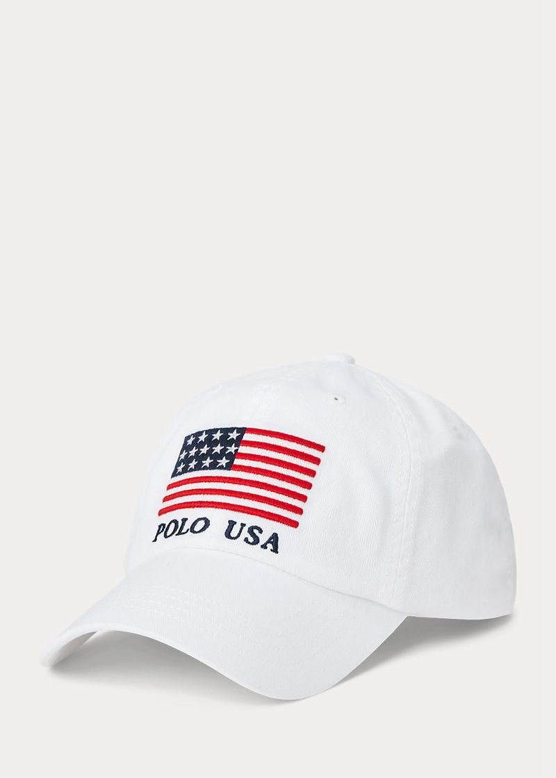 Gorra Polo Ralph Lauren Hombre Flag Chino Ball Chile Blancas XFZWD-8071